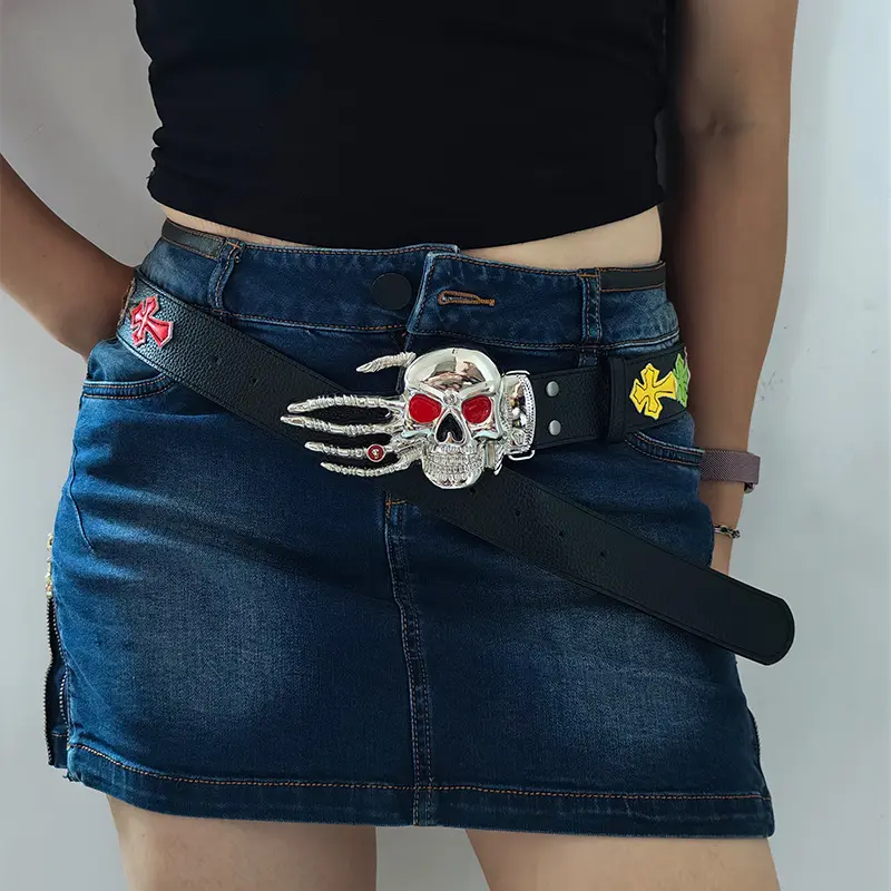 Spring and summer personalized belt with lychee pattern and colorful Cross new style belt for men and women artistic youth Waist