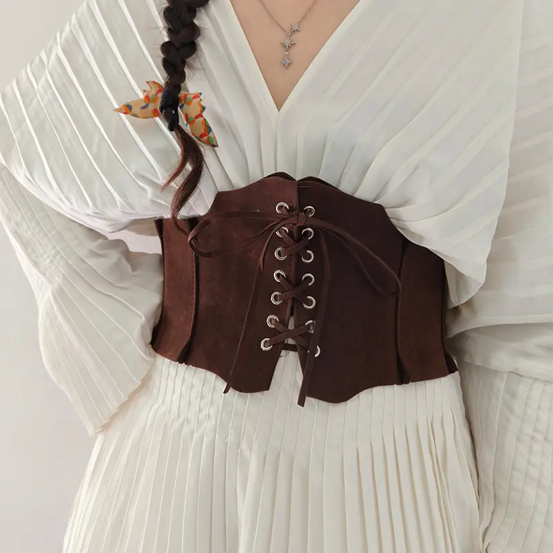 Boho Suede Pu Leather Corset Belt For Women Wrap Around Obi Style Cinch Waistband Black Cummerbund Brown Western Cowboy Belt