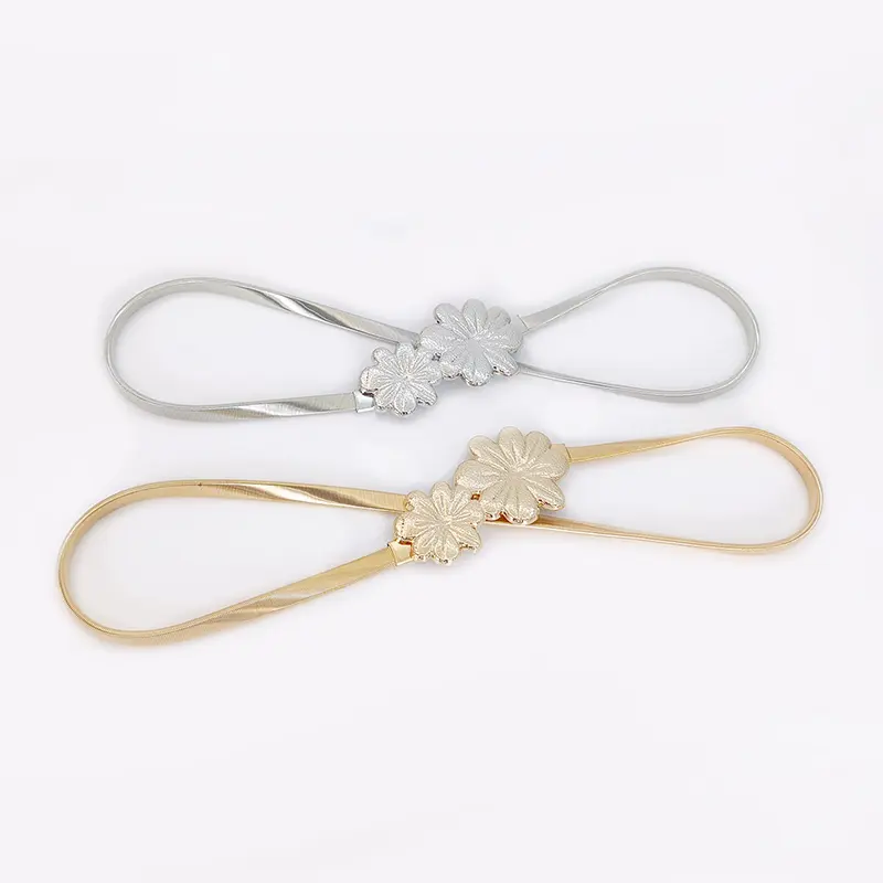 Elastic Gold Chain Belt Female Waist Punk Y2K Silver Metal Flora Belts For Women High Quality Luxury Brands Dress Waistband