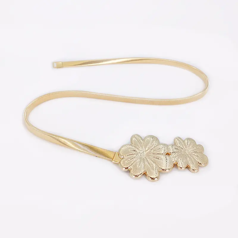 Elastic Gold Chain Belt Female Waist Punk Y2K Silver Metal Flora Belts For Women High Quality Luxury Brands Dress Waistband