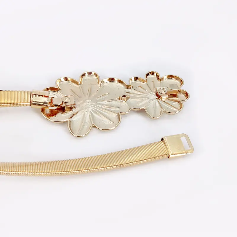 Elastic Gold Chain Belt Female Waist Punk Y2K Silver Metal Flora Belts For Women High Quality Luxury Brands Dress Waistband