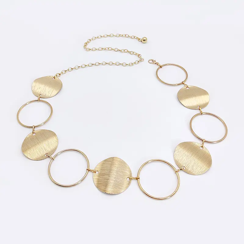 Bohemian golden wave large circular women's waist chain belt with skirt pants cowgirl punk style adjustable belt for women