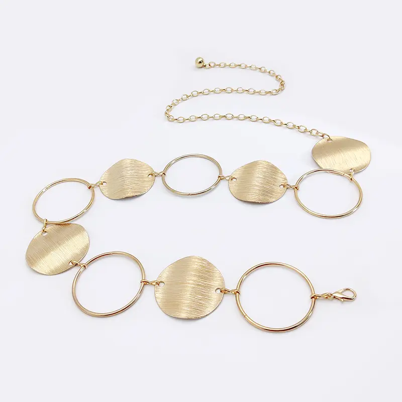 Bohemian golden wave large circular women's waist chain belt with skirt pants cowgirl punk style adjustable belt for women
