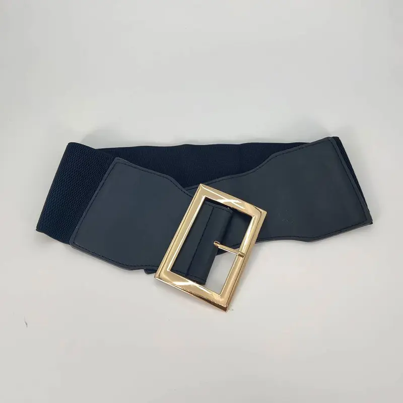 Fashion Plus Size Golden Bucket Corset Belts for Women Wide Elastic Stretch Cummerbunds Female Dress Coat jacket   Waistband
