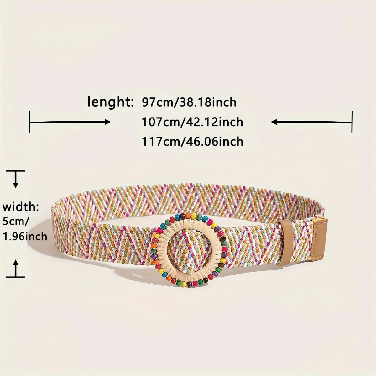 Women Boho Colorful Trendy Straw Belt Trendy Round Buckle Wide Belts Classic Summer Beach Waistband For Women Girls