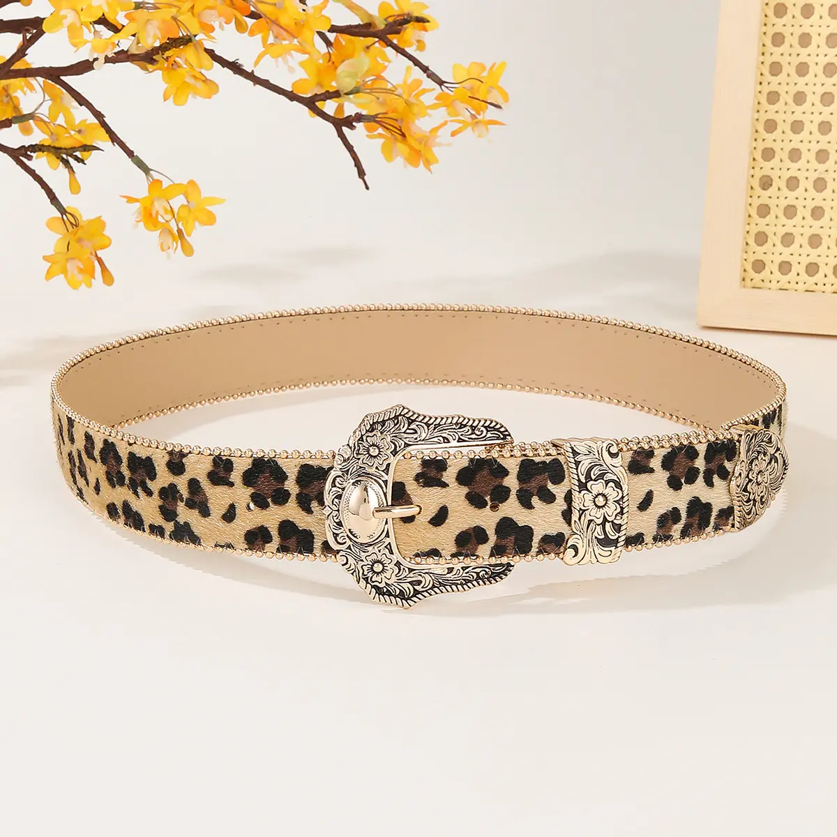 Western Brown PU Leather Leopard Women Belts For Women Cowgirl High Quality Luxury Brands Punk Accessory Wide Female belt