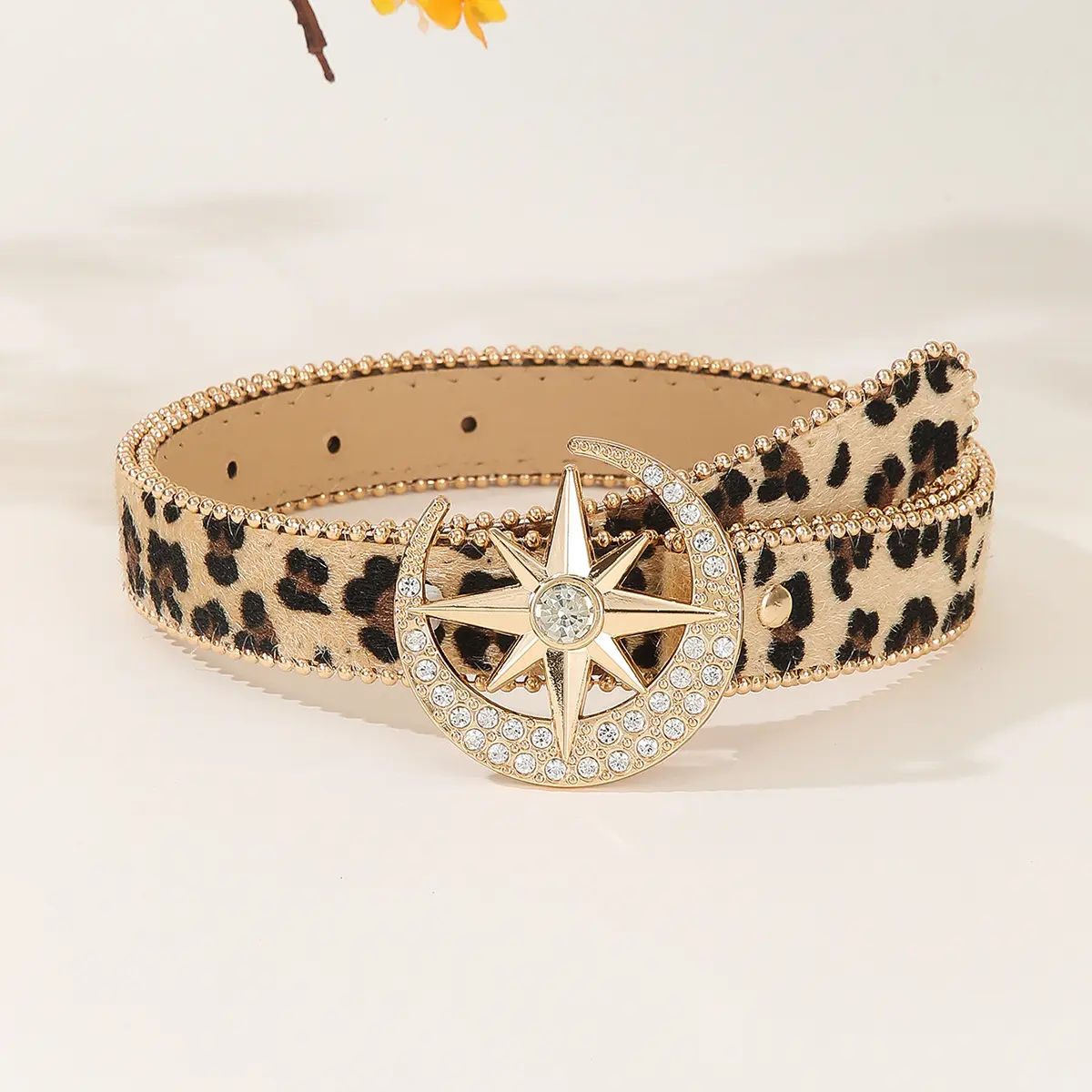 Female Waist Sequin Rhinestone Buckle Desinger Belts For Women Leopard Moon and Star High Quality Luxury Band Punk Goth Y2k Belt