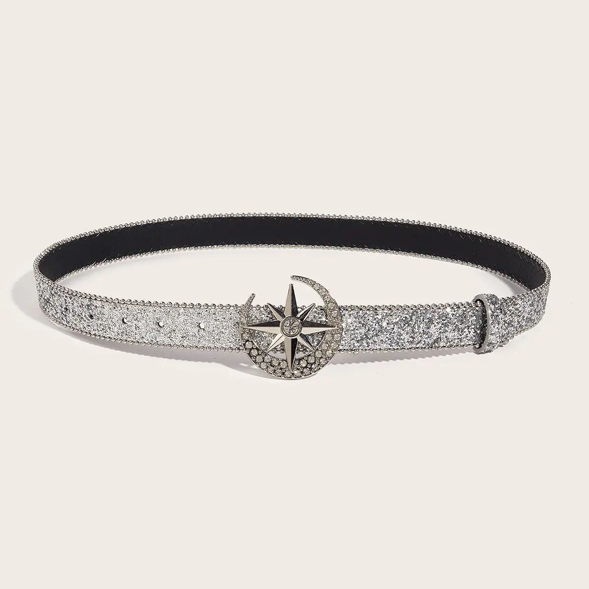 Female Waist Sequin Rhinestone Buckle Desinger Belts For Women Leopard Moon and Star High Quality Luxury Band Punk Goth Y2k Belt