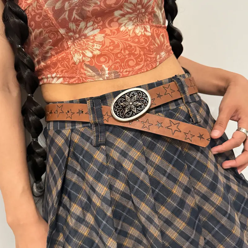 Fashion Brown PU Leather Designer Belts for Women Luxury Waist Strap Female Jeans Dress Trouser Goth Belt Decorative Waistband
