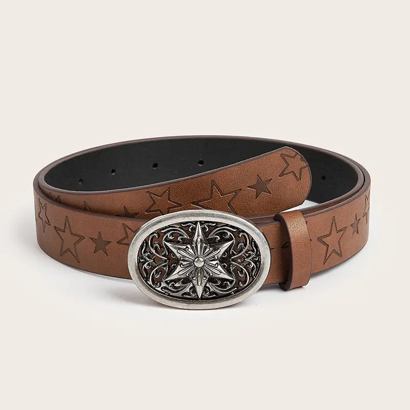Fashion Brown PU Leather Designer Belts for Women Luxury Waist Strap Female Jeans Dress Trouser Goth Belt Decorative Waistband