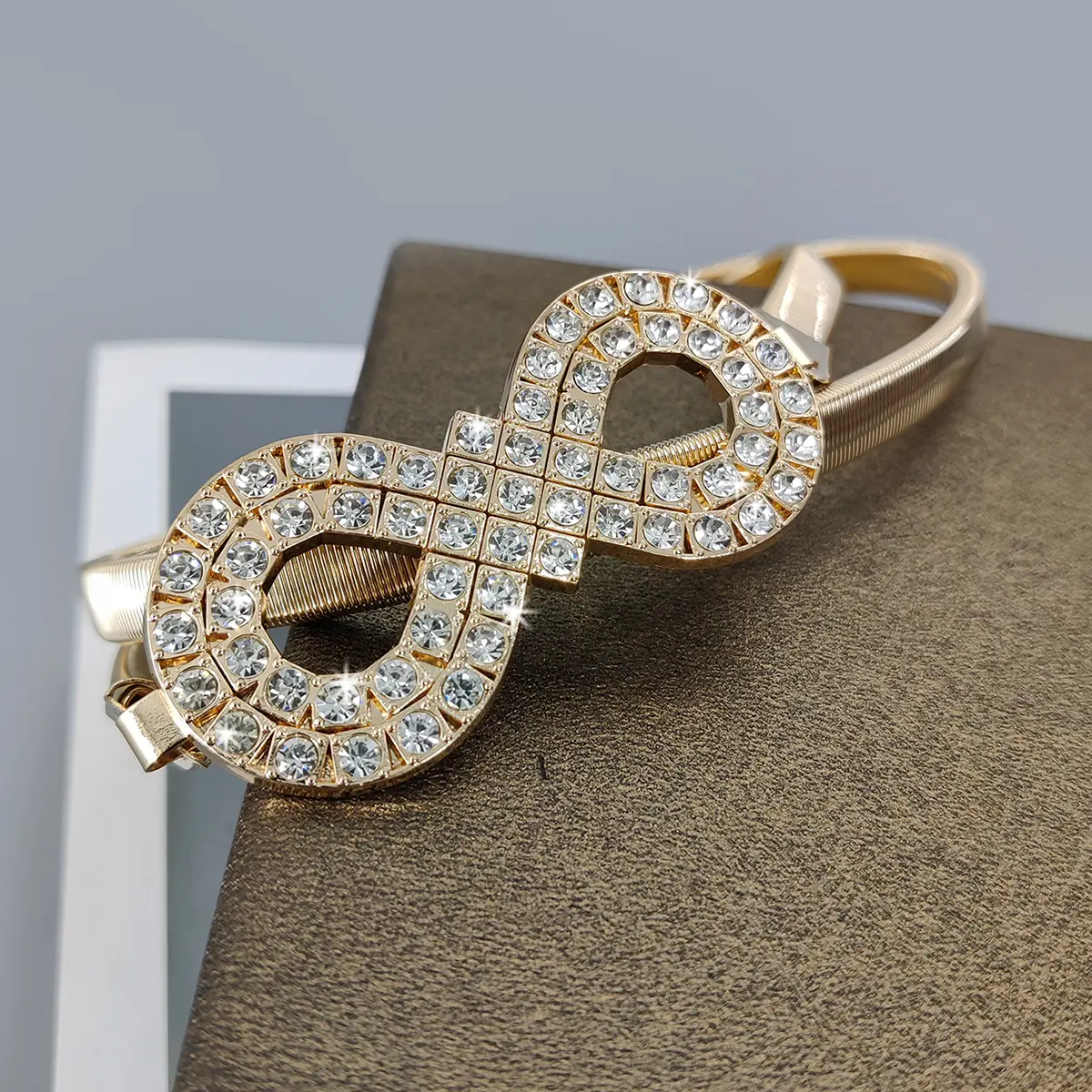 Fashion Rhinestone Gold Chain Belt Female Waist Elastic Thin Waistband Designer Belts For Women High Quality Luxury Silver Metal
