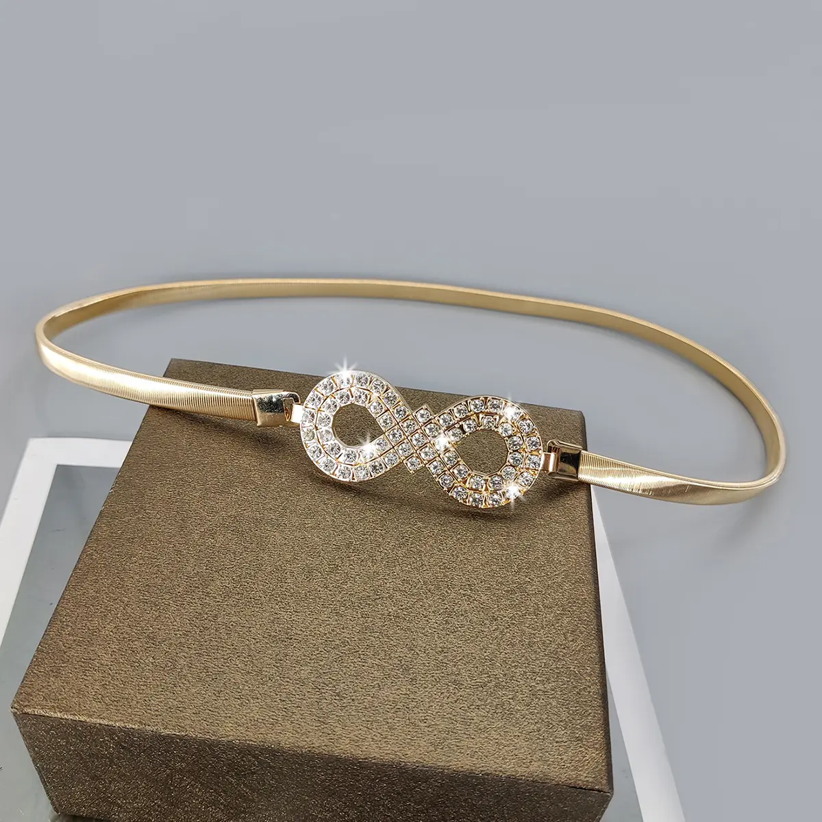Fashion Rhinestone Gold Chain Belt Female Waist Elastic Thin Waistband Designer Belts For Women High Quality Luxury Silver Metal