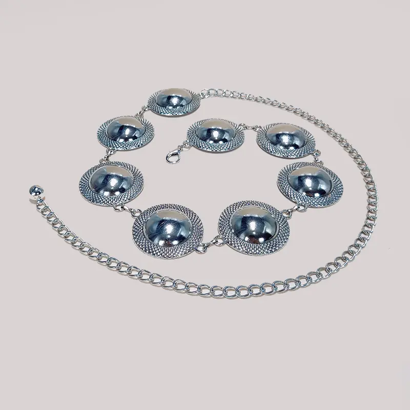 European and American versatile metal Big Circle waist chain ladies dress decorative belt retro belt skirt waist waist chain