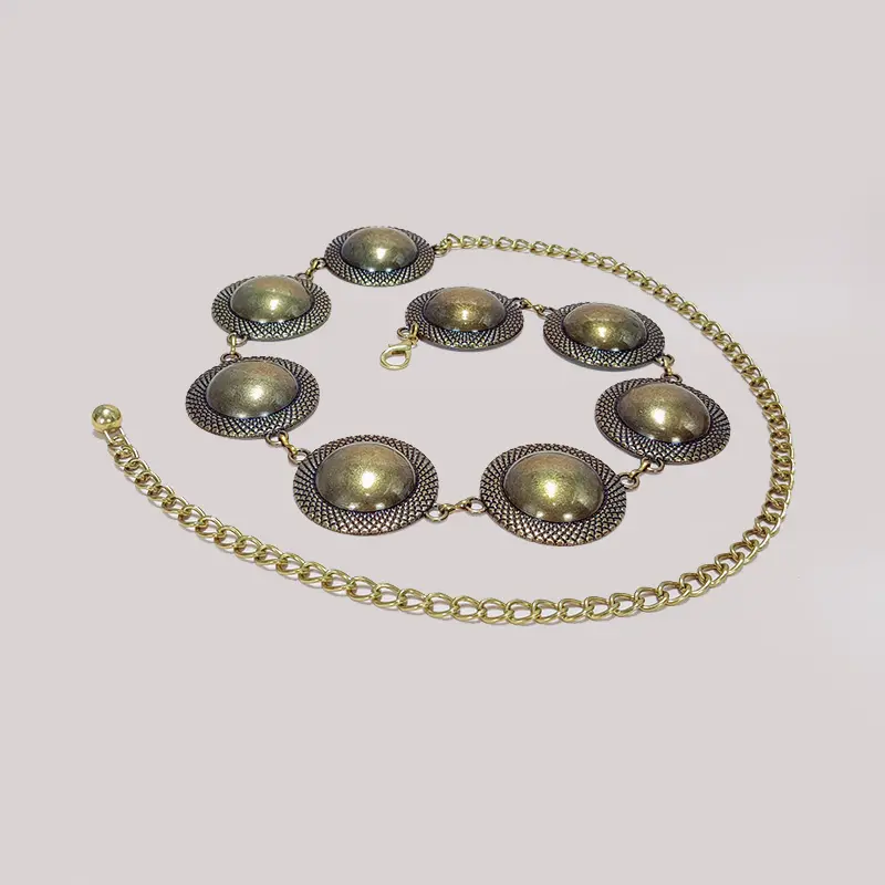 European and American versatile metal Big Circle waist chain ladies dress decorative belt retro belt skirt waist waist chain