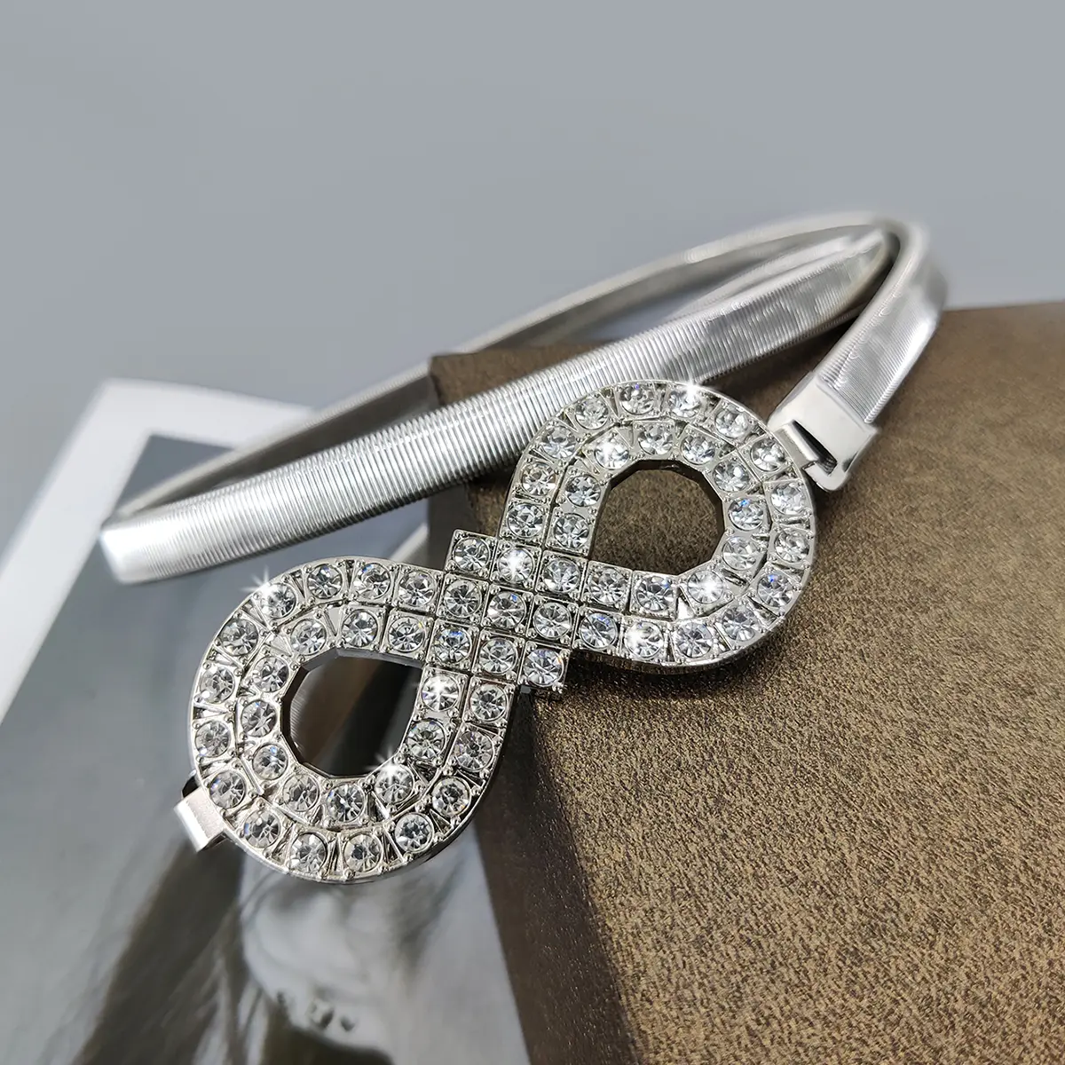 Fashion Rhinestone Gold Chain Belt Female Waist Elastic Thin Waistband Designer Belts For Women High Quality Luxury Silver Metal