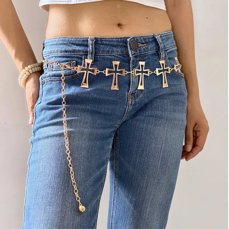 Punk Gothic Steam Cross Waist Chain JK Accessories Skirt Chain Subcultural Adjustable y2k Belt For Women Fashion Body Jewelry