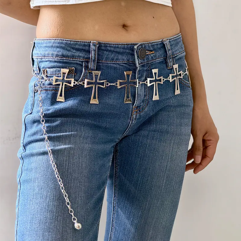 Punk Gothic Steam Cross Waist Chain JK Accessories Skirt Chain Subcultural Adjustable y2k Belt For Women Fashion Body Jewelry
