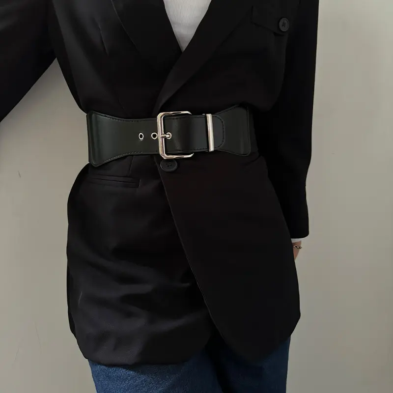 Fashion Plus Size Punk Corset Belts for Women Wide Elastic Black Stretch Cummerbunds Female Dress Coat jacket Waistband