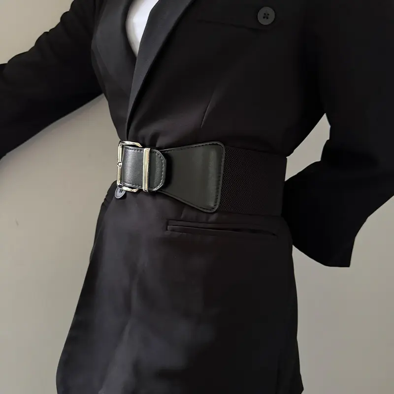 Fashion Plus Size Punk Corset Belts for Women Wide Elastic Black Stretch Cummerbunds Female Dress Coat jacket Waistband