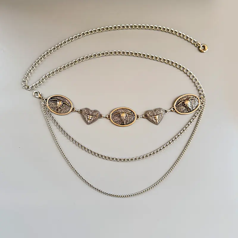Multi Layer Bohemian Style Women's Waist Chain Belt Female Luxury Designer Western Bull Punk Gothic Dress Waistband Jeans Girdle