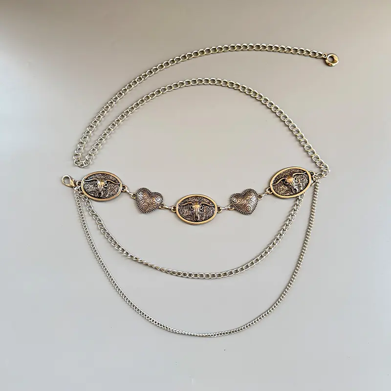 Multi Layer Bohemian Style Women's Waist Chain Belt Female Luxury Designer Western Bull Punk Gothic Dress Waistband Jeans Girdle