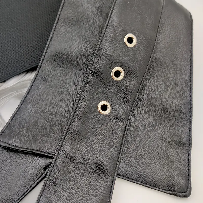 Elastic Black Leather Wide Corset Belt Woman Dress Adjustable Designer Belts For Women High Quality Big Cummerbunds Waistband