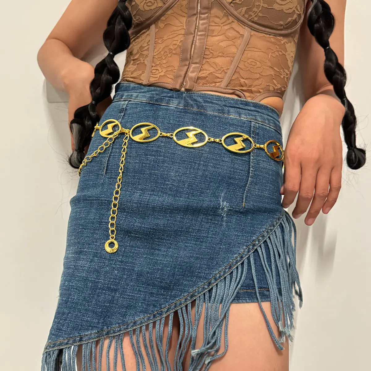 Fashion Golden planet Stars Waist Chain Belt Female High-end luxury Brands Punk Gothic Y2K Waistband Designer  Belt for women