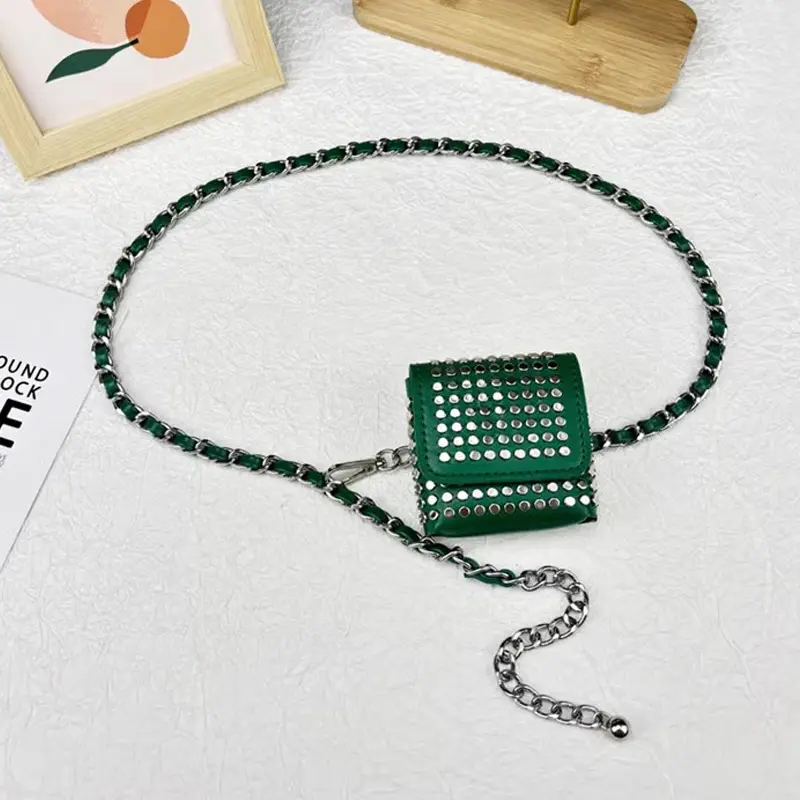Fashion Rivet Mini Waistpack Shoulder Bag Elegant Belt Bag For Women Punk Accessories Gothic Purses Jeans Waistband Female
