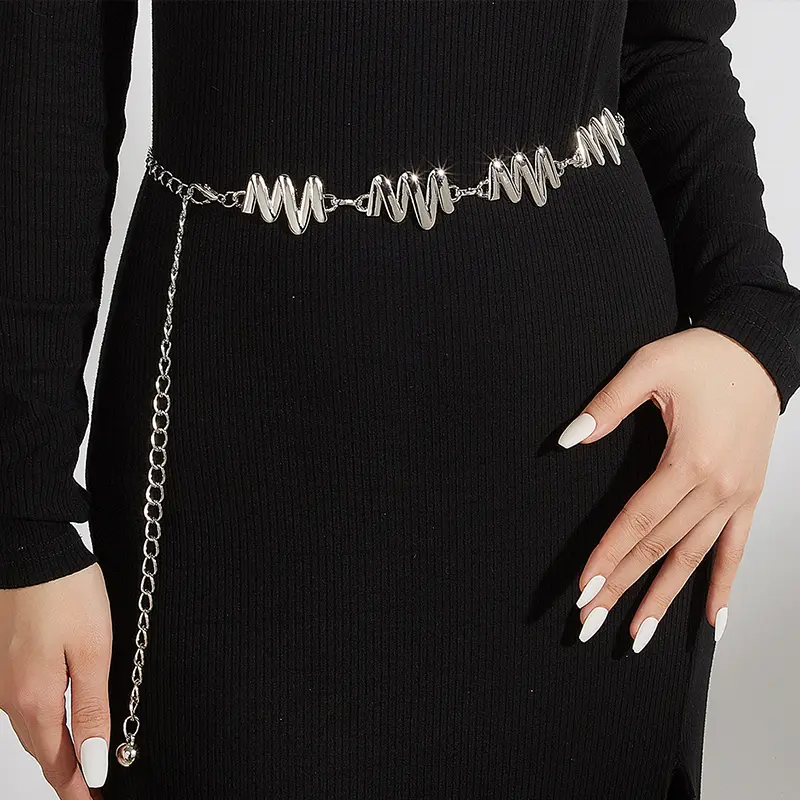 Fashion Gold Chain Belt Female Waist Punk Metal Waistband Silver Goth Designer Belts For Women Hihg Quality Luxury Brand