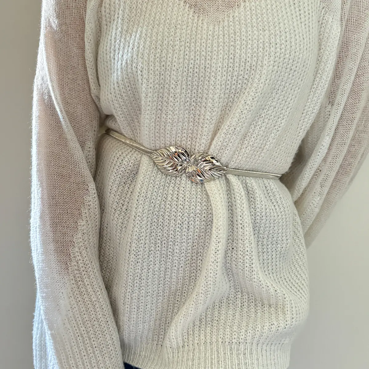 Fashion Leaves Metal Waist Chain Belt Female Desinger Luxury Elegent Belts For Women Dress Elastic Adjustable Jeans Waistband