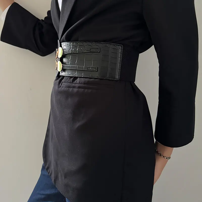 Elegant Belt for women Plus Size Fashion Girdles Wide Corset belt female Desiner Golden Bucket Bussiness Elastic Black Waistband