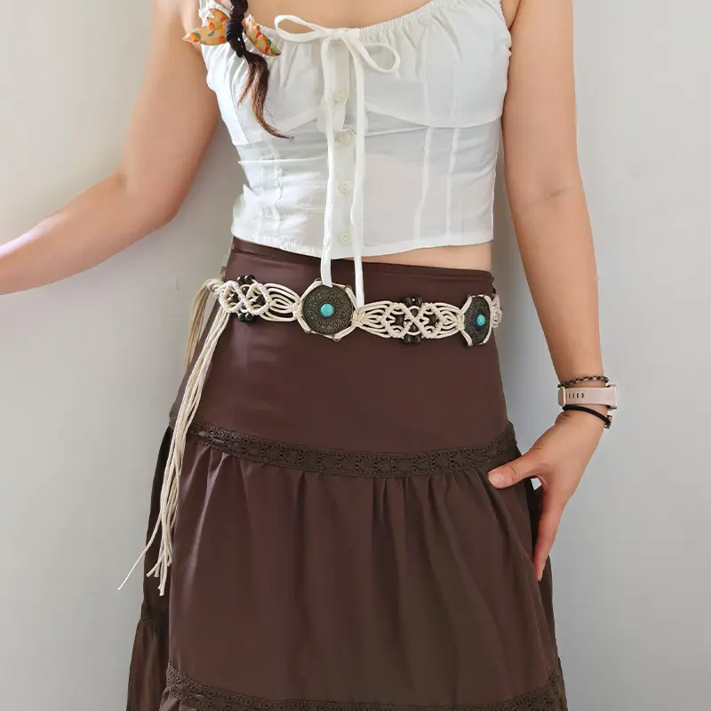 Bohemian-Style Wide Waistline Wax Rope Waistband For Women With Dress Jeans Sexy y2k Belt  Female Summer Beach Accesorise