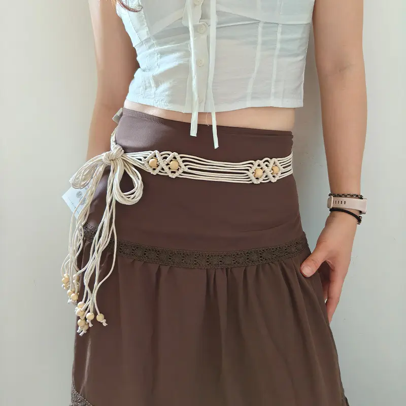 Bohemian-Style Wide Waistline Wax Rope Waistband For Women With Dress Jeans Sexy y2k Belt  Female Summer Beach Accesorise