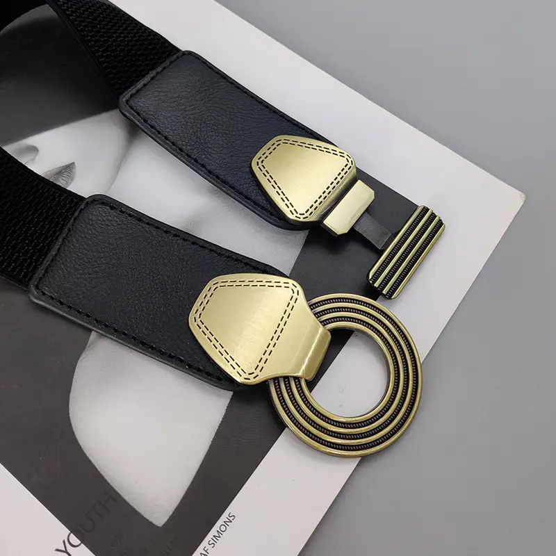 Designer Belts For Women High Quality Gold Metal Wide Stretch Cummerbunds Female Dress Black Corset Belt Waistband