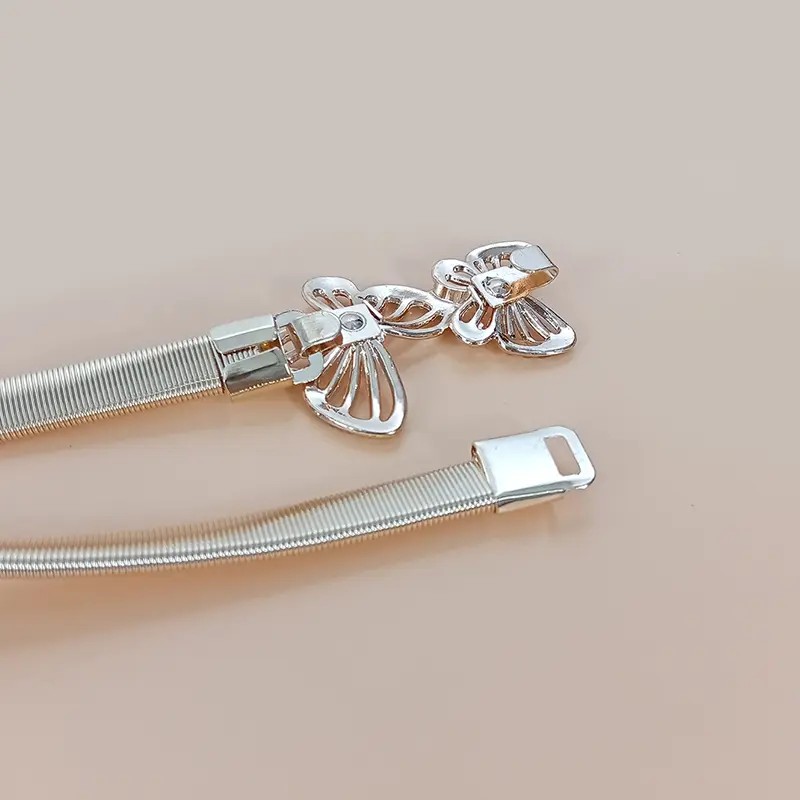 Elastic Gold Chain Belt Female Waist Punk Y2K Silver Metal Rhinestone Belts For Women Butterfly Luxury Golden Waistband