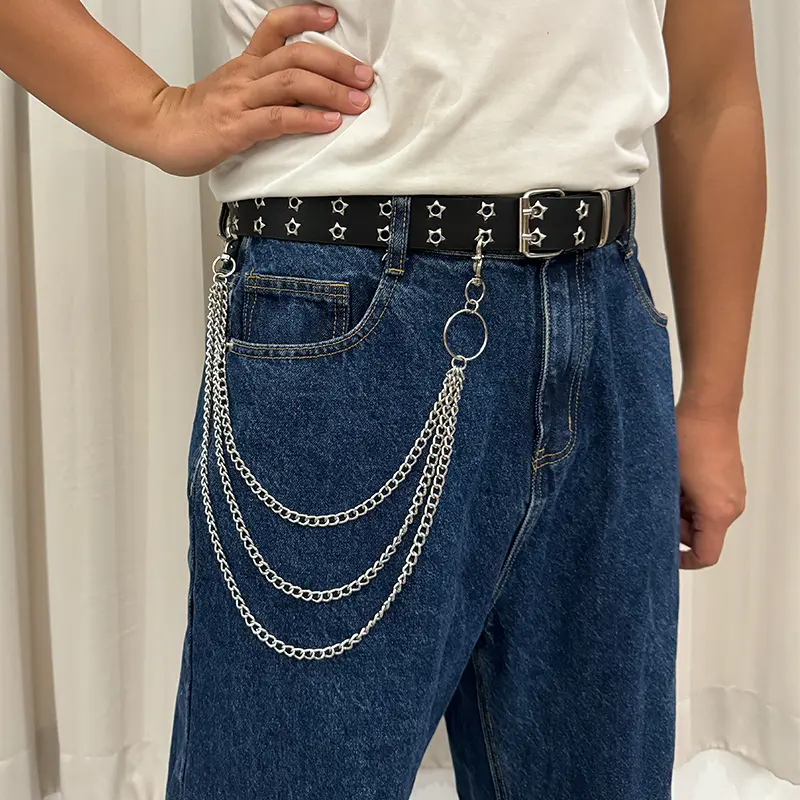 Punk Street keychain trousers pants chain Multi Layer Men chain Wallet Belt Chains Hipster Keyring Hip Hop Belts For Women