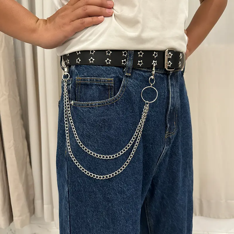 Punk Street keychain trousers pants chain Multi Layer Men chain Wallet Belt Chains Hipster Keyring Hip Hop Belts For Women