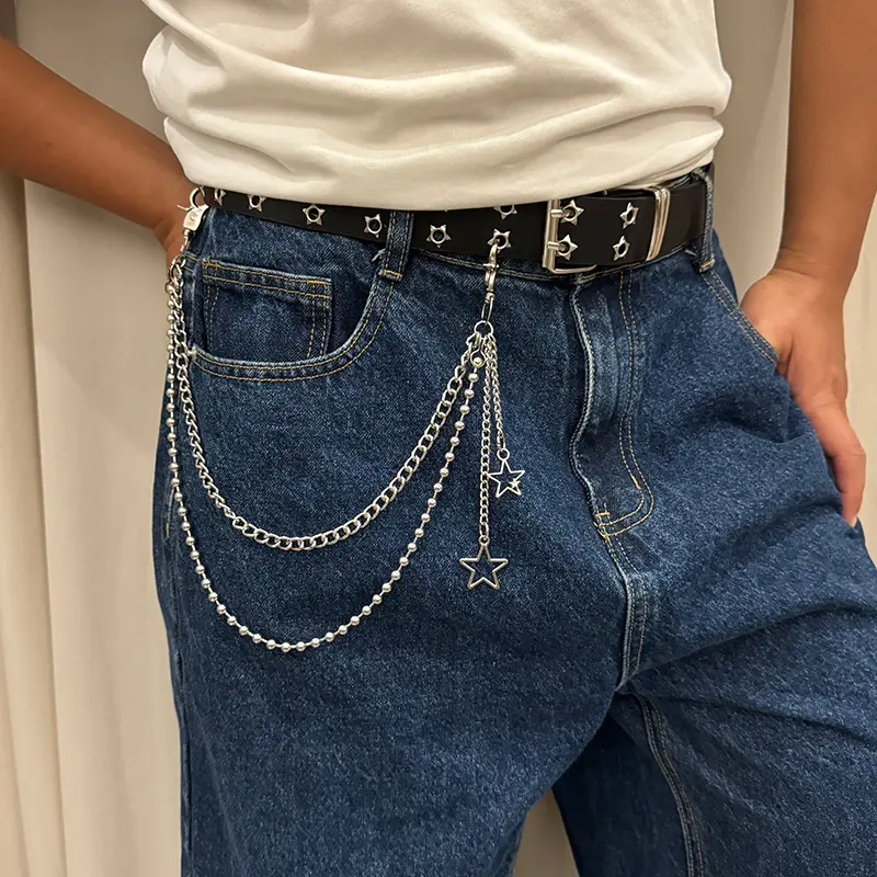 Punk Street keychain trousers pants chain Multi Layer Men chain Wallet Belt Chains Hipster Keyring Hip Hop Belts For Women