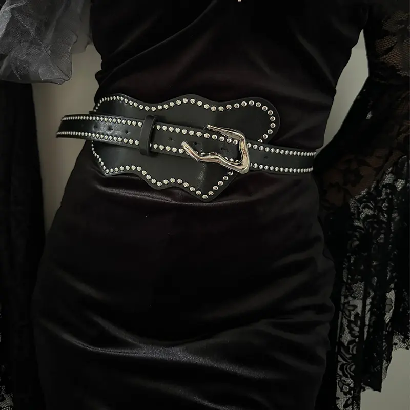 Spice Girl Rivet Punk accessories Belt For Women Gothic Y2K Belt For Ladies Girl wide belt Female Personality Dress jeans belt