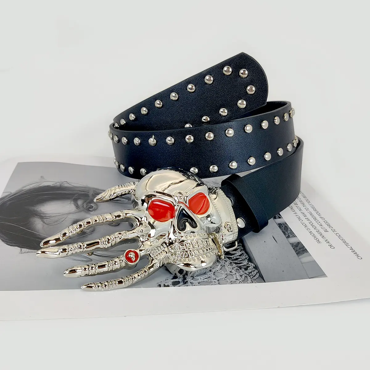 Designer Punk Belts For Women High Quality Luxury Brand Skull buckle Unisex Waist Black Street Man's Waistband Jeans Belt Y2K
