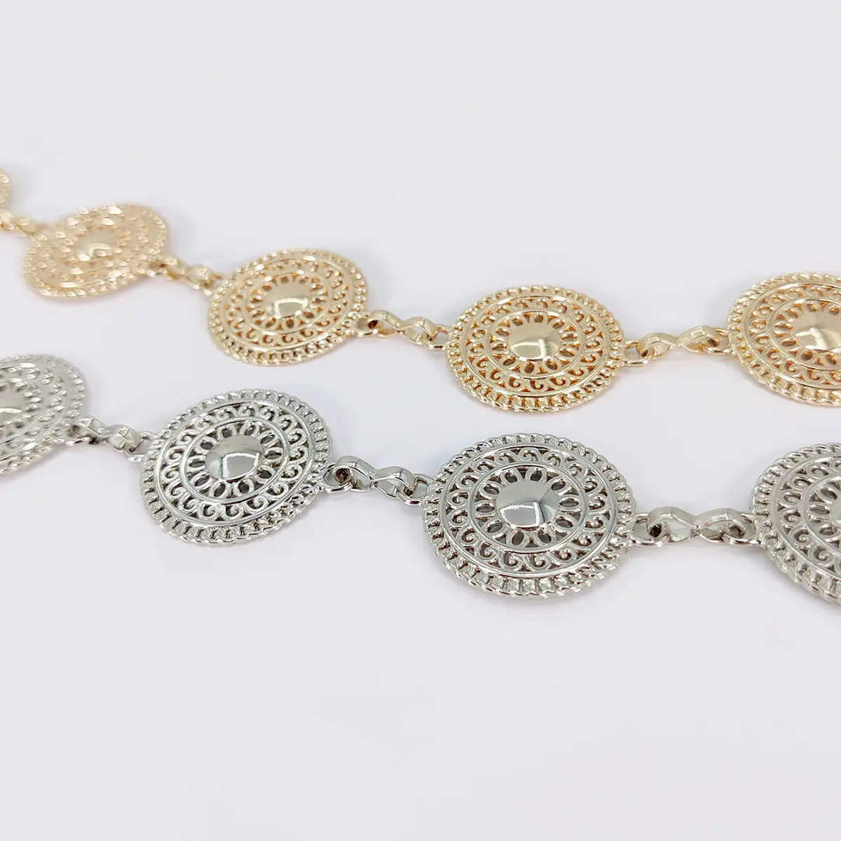Boho Hollow Circle Flora Golden Waist Chain Belt Female Punk Gothic Metal Belts For Women High-end Luxury Brands Dress Waistband