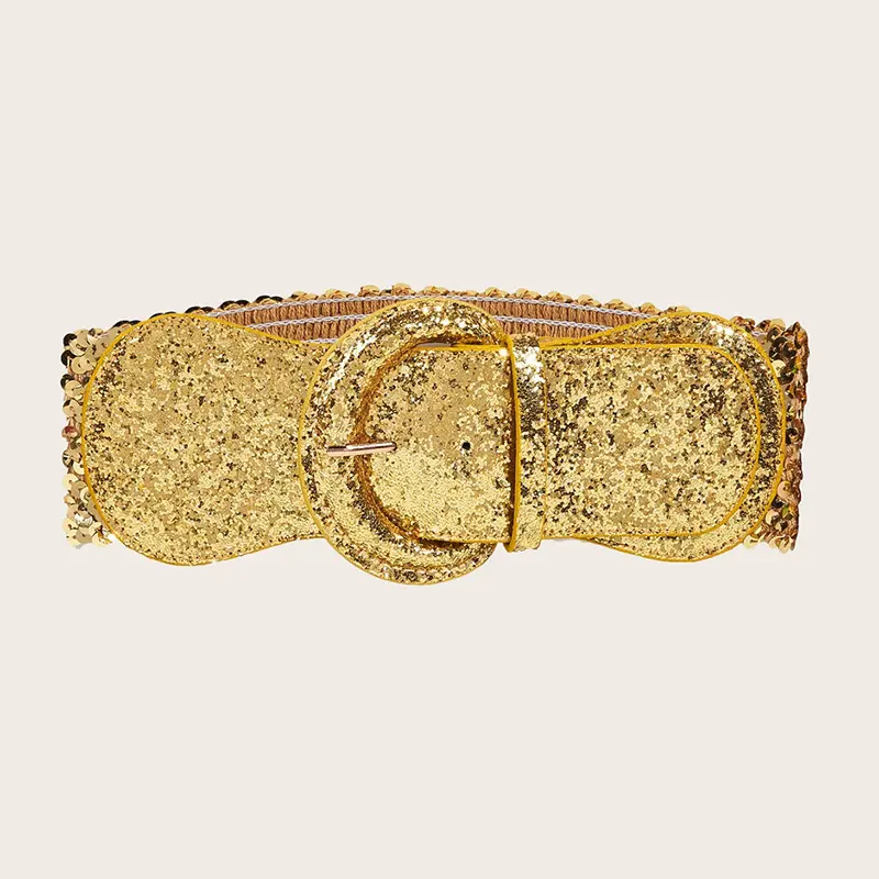 Golden Blingbling Sequin Corset Belt Female High-end Luxury Brands Cummerbund Wide Belts For Women Punk Gothic Y2K Waistband