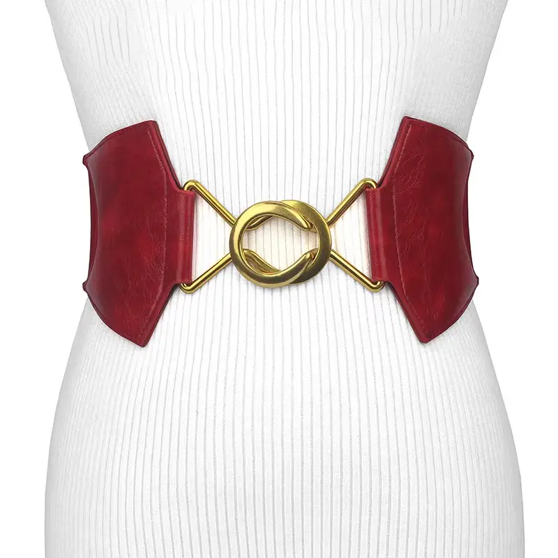 Fashion Red Corset Belt for women plus size high-end luxury brands Desiner Elastic Cummerbund Elegant Women's belt female