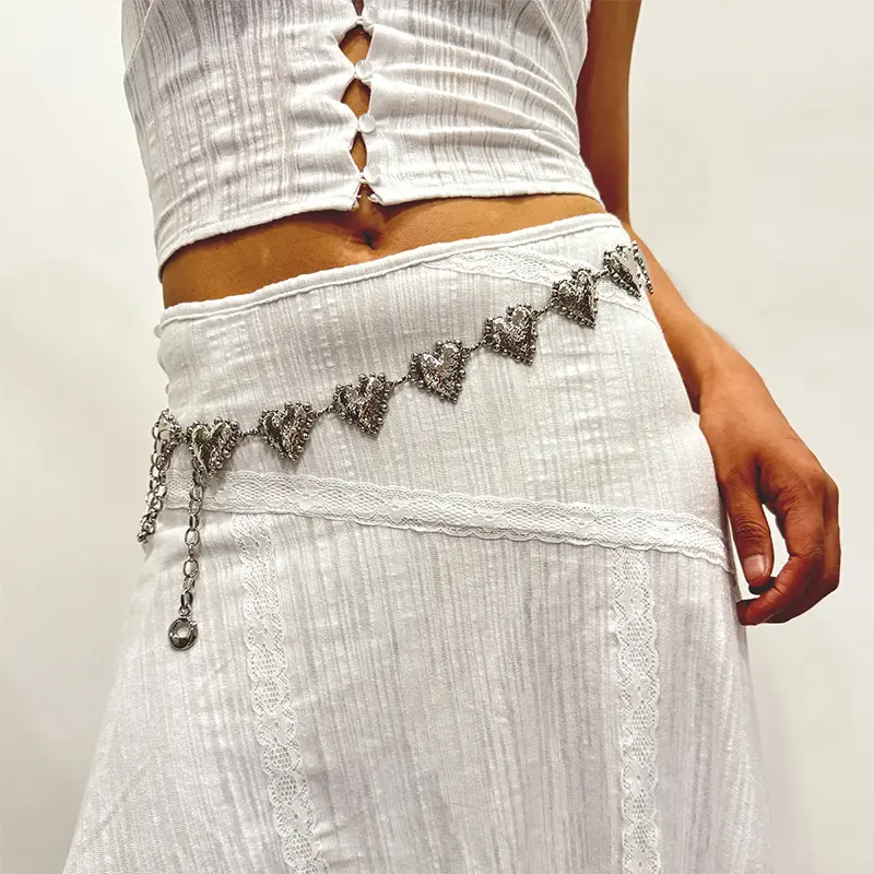 Fashion Lover Heart Tassle Waist Chain Belt Female Designer Luxury Elegant Belts For Women Punk Gothic Y2K Dress Jeans Waistband