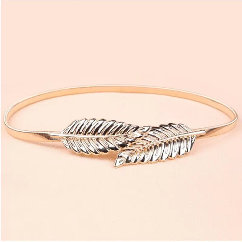 Fashion Elastic Leaf Waist Chain Belt Waistband For wedding Dress Skirts Jeans Pant elegant belts for women Golden belt Female