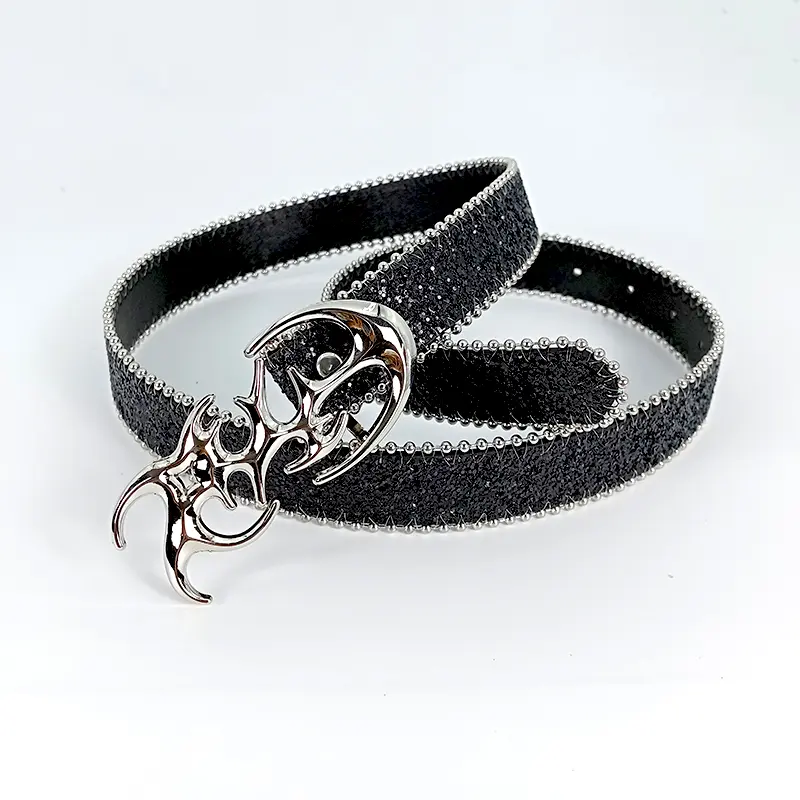 Fish bones High-end luxury brands letters Punk Women's belt female  Sequin rhinestones Waistband gothic accessories Y2k Belt