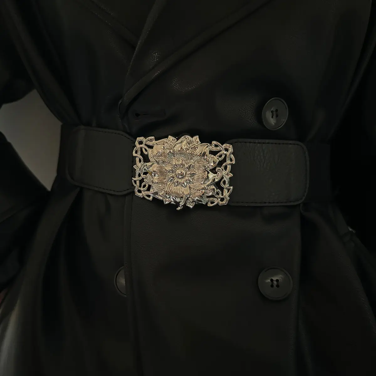 Fashion Corset Belts for Women Plus Size Silver Flora Wide Elastic Stretch Cummerbunds Punk Gothic Girdles Waistband Female