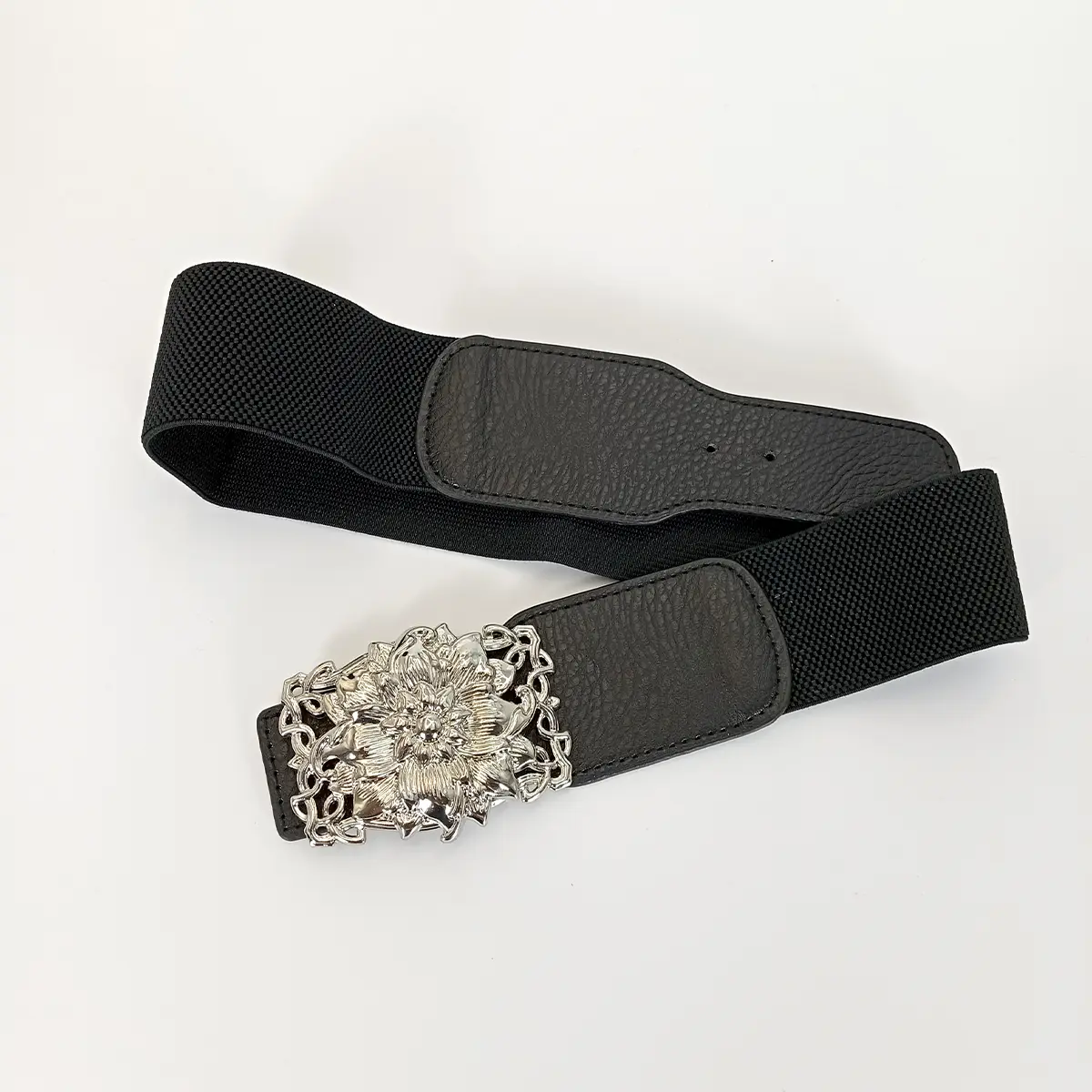 Fashion Corset Belts for Women Plus Size Silver Flora Wide Elastic Stretch Cummerbunds Punk Gothic Girdles Waistband Female