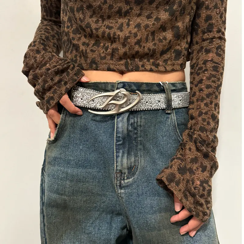 R letter High-end luxury brands elegent Women's belt female  Sequin rhinestones Waistband Punk gothic accessories Y2k Belt