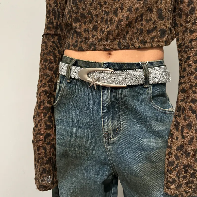 Moon Star High-end luxury brands elegant Women's belt female Sequin rhinestones Waistband Punk gothic accessories Y2k Belt